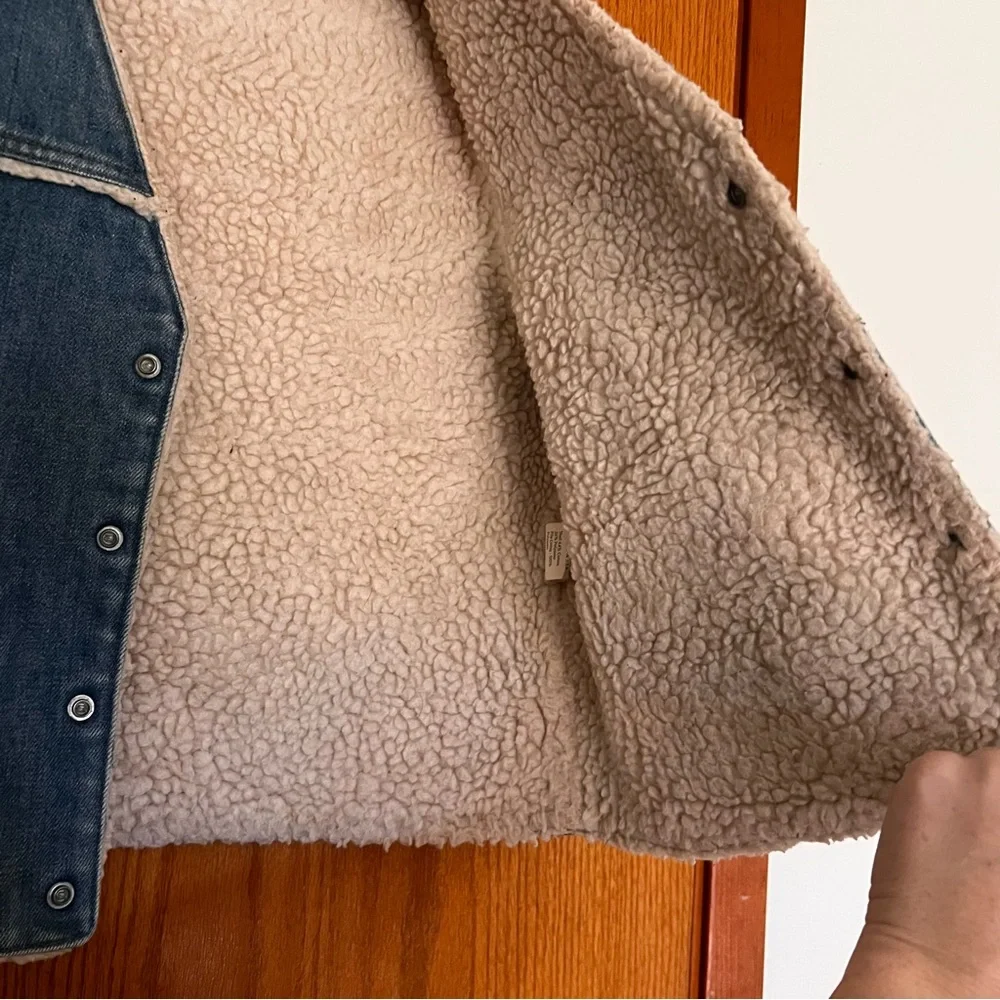 Levi's Orange Tag Blue Denim Sherpa Vest - Picture 5 of 8